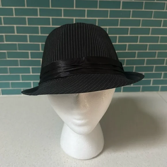 Kenny K. black white pinstripe unisex cotton fedora hat size large - Picture 8 of 8